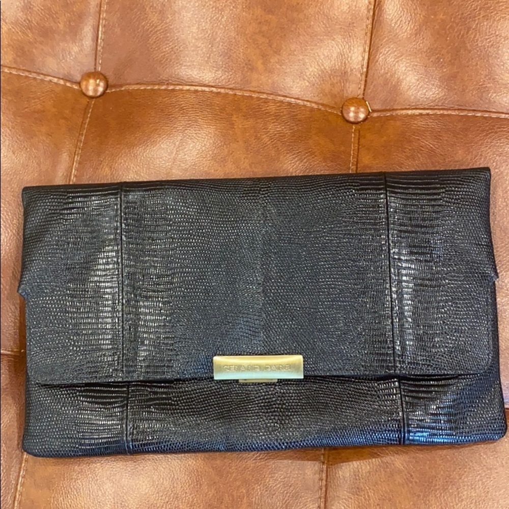 Gerard Darel calf & lizard leather clutch